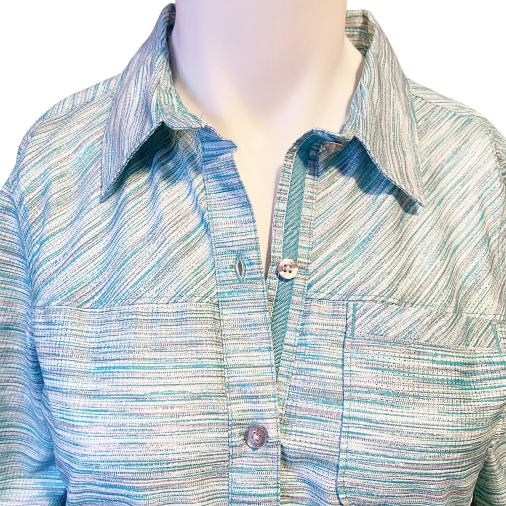 Marmot  For Life Teal Green / Blue Long Sleeve Button Down Shirt - Womens Size M